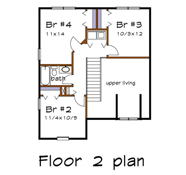 House Plan Design - Country Floor Plan - Upper Floor Plan #79-343