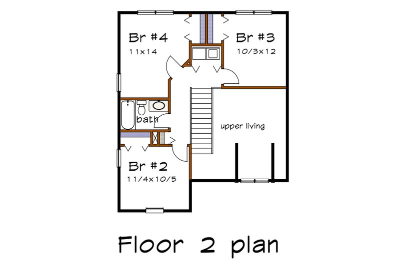 Dream House Plan - Floor Plan - Upper Floor for Farmhouse House Plan #79-343 - 4 bed, 2.5 bath