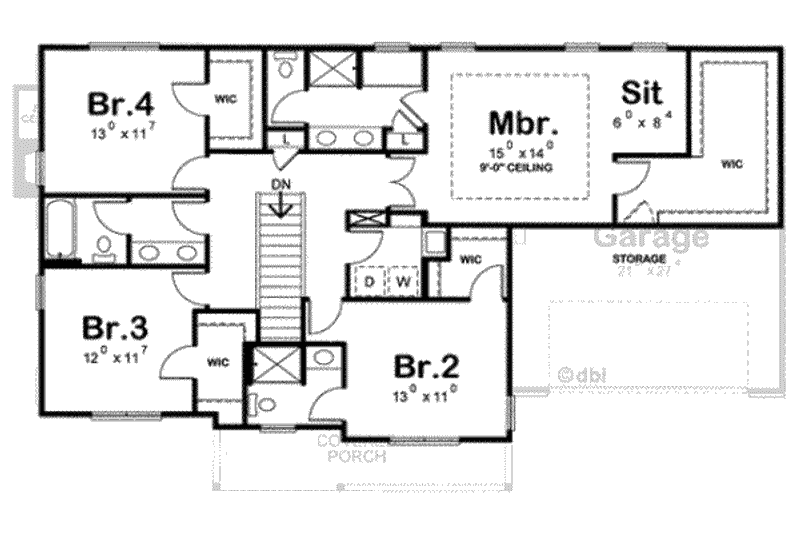 Home Plan - Floor Plan - Upper Floor for Traditional House Plan #20-1798 - 4 bed, 4 bath