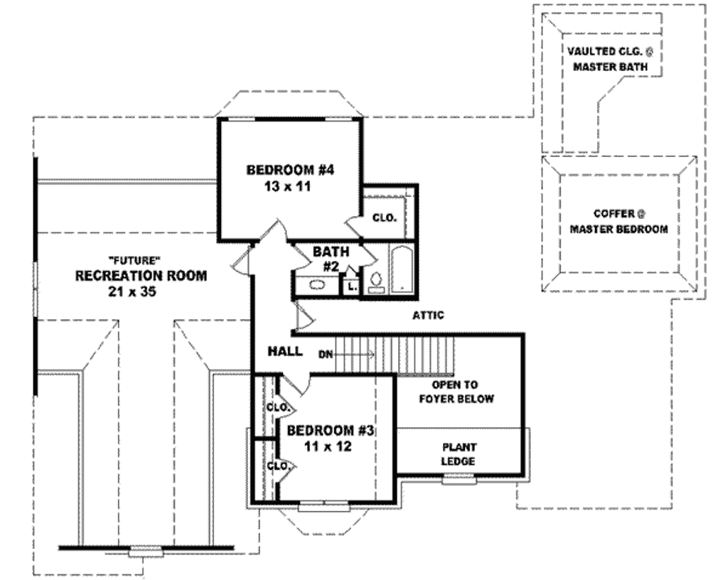 Floor Plan - Upper Floor for European House Plan #81-546 - 4 bed, 3.5 bath