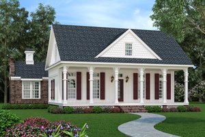 House Blueprint - Southern Exterior - Front Elevation Plan #45-614