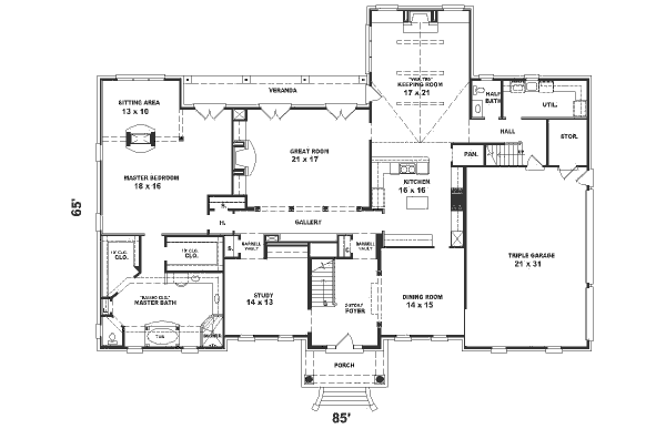 Colonial Floor Plan - Main Floor Plan #81-410