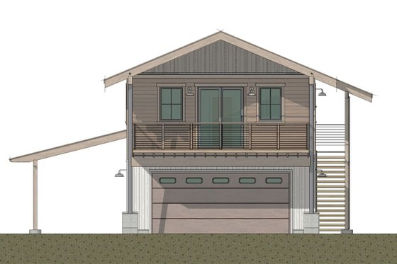 Exterior - Front Elevation 4 for Cabin House Plan #910-3 - 1 bed, 2 bath