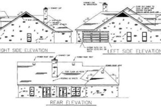 Exterior - Rear Elevation for Southern House Plan #16-188 - 4 bed, 3 bath