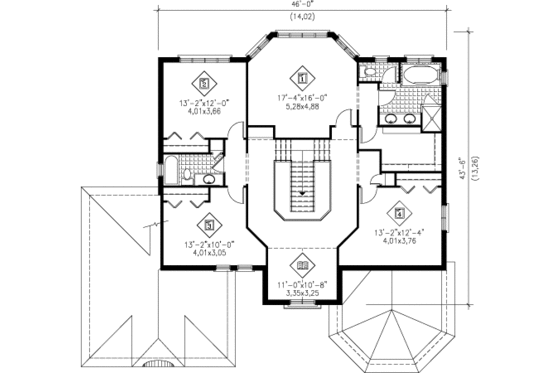 Floor Plan - Upper Floor for European House Plan #25-4162 - 5 bed, 3.5 bath