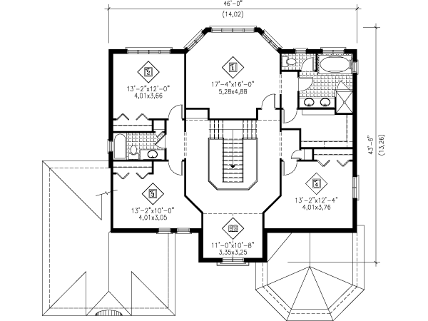 European Floor Plan - Upper Floor Plan #25-4162