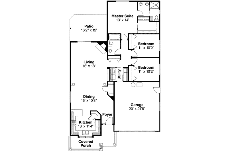 Home Plan - Floor Plan - Main Floor House Plan #124-357 - 3 bed, 2 bath