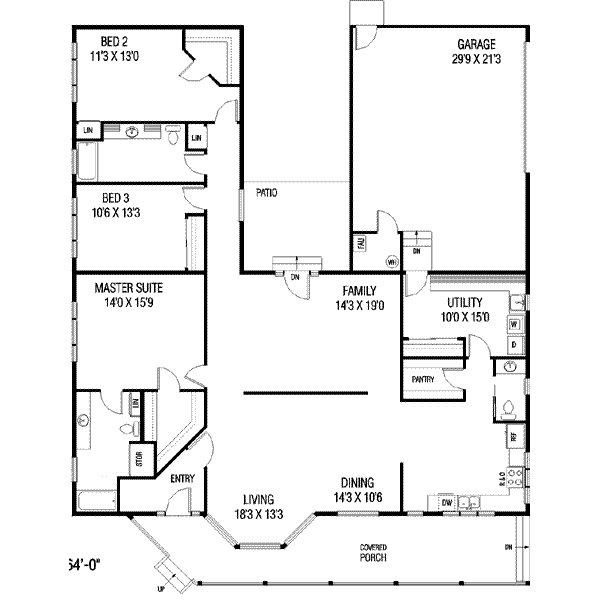 Dream House Plan - Ranch Floor Plan - Main Floor Plan #60-490