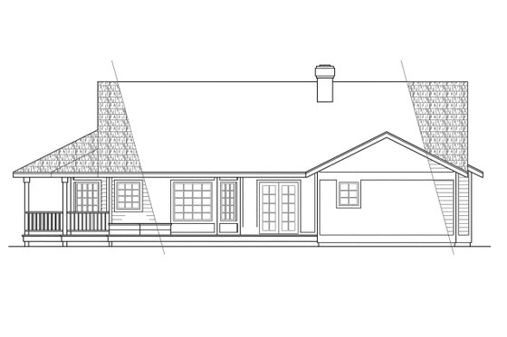 Exterior - Rear Elevation for Traditional House Plan #124-154 - 3 bed, 2 bath