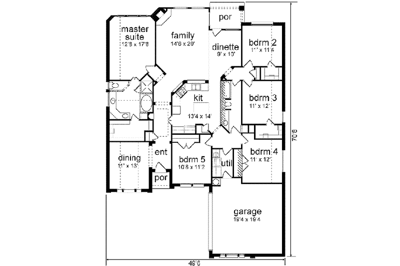 Home Plan - Floor Plan - Main Floor for Traditional House Plan #84-218 - 5 bed, 2 bath