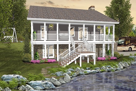 Exterior - Rear Elevation for Cottage House Plan #56-627 - 3 bed, 2.5 bath