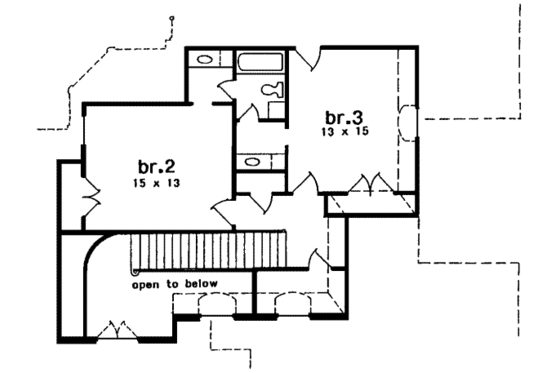Floor Plan - Upper Floor for European House Plan #301-117 - 3 bed, 2.5 bath