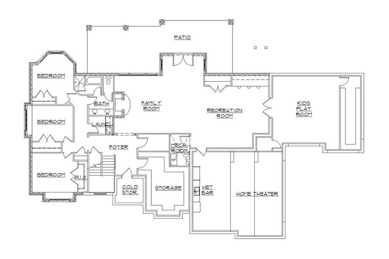 Dream House Plan - Floor Plan - Lower Floor for European House Plan #5-397 - 6 bed, 3.5 bath