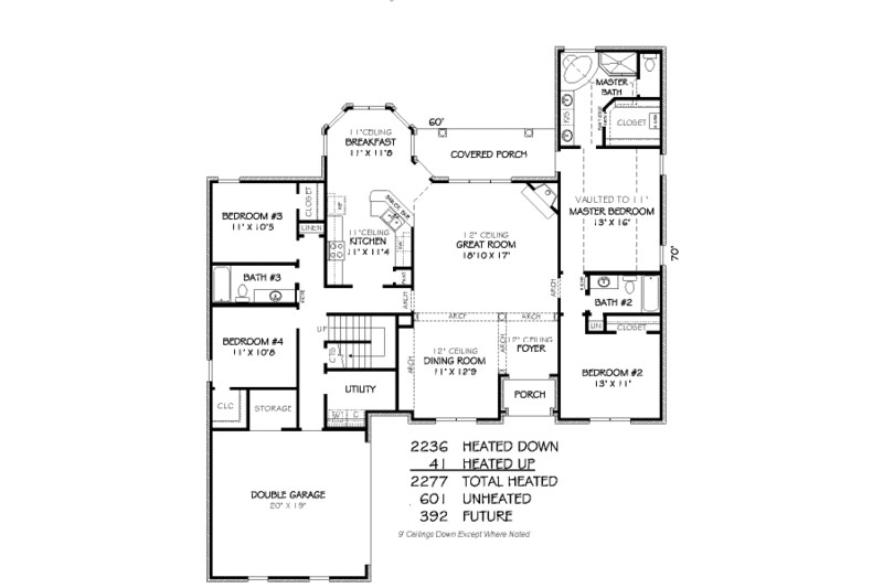 Traditional Style House Plan - 4 Beds 3 Baths 2277 Sq/Ft Plan #424-323 ...