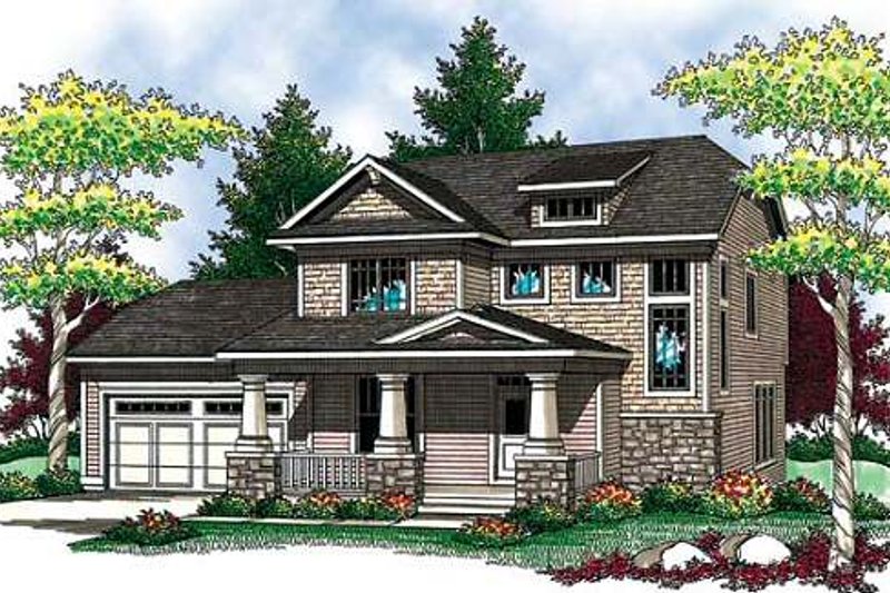 House Blueprint - Craftsman Exterior - Front Elevation Plan #70-907