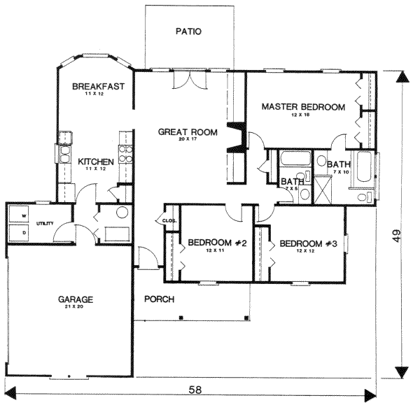 House Design - Mediterranean Floor Plan - Main Floor Plan #30-143