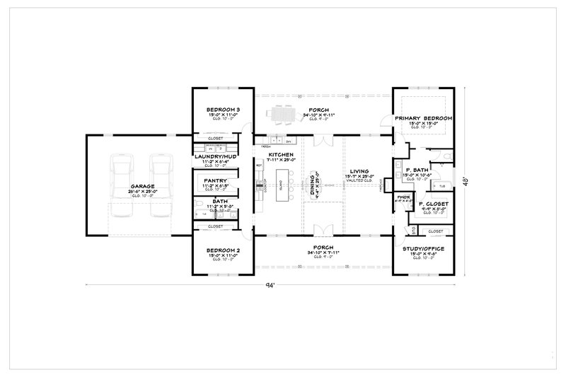 Architectural House Design - Floor Plan - Main Floor for Farmhouse House Plan #1112-17 - 3 bed, 2.5 bath