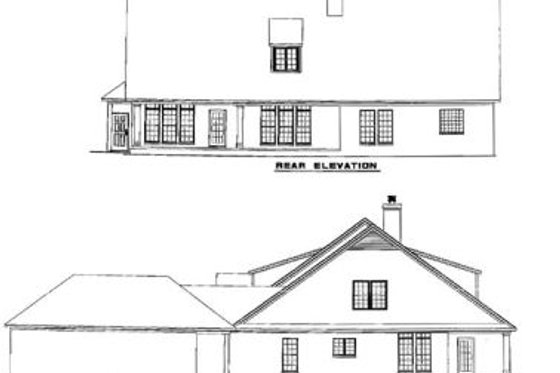 Exterior - Rear Elevation for Southern House Plan #17-447 - 5 bed, 4 bath