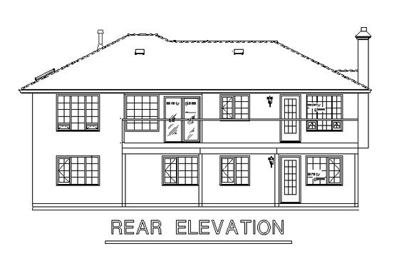 Exterior - Rear Elevation for Mediterranean House Plan #18-124 - 2 bed, 2 bath