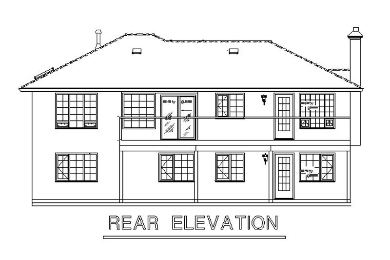 Home Plan - Exterior - Rear Elevation for Mediterranean House Plan #18-124 - 2 bed, 2 bath