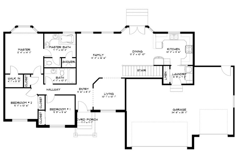 House Blueprint - Floor Plan - Main Floor for Farmhouse House Plan #1060-104 - 3 bed, 2 bath