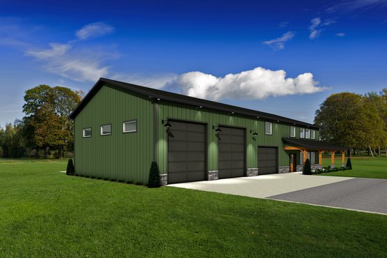 Exterior - Front Elevation 5 for Barndominium House Plan #1084-9 - 3 bed, 3.5 bath