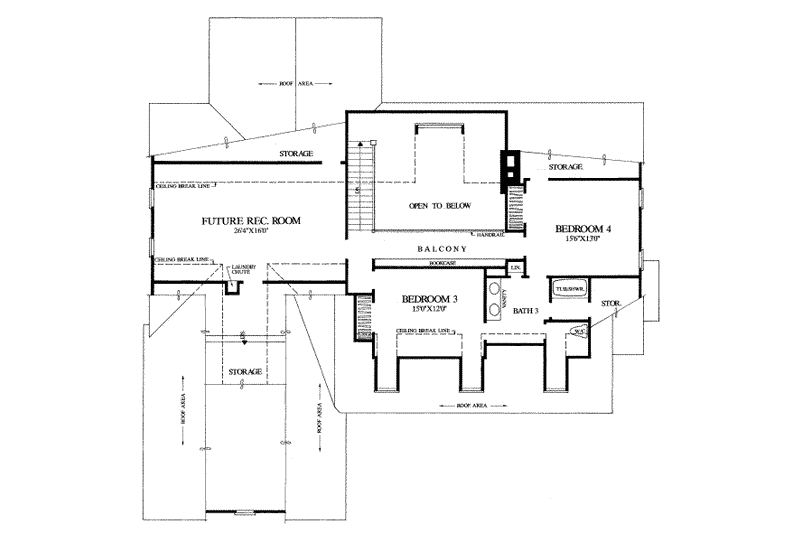 House Blueprint - Floor Plan - Upper Floor for Country House Plan #137-103 - 4 bed, 3 bath