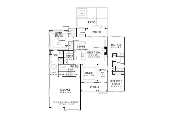 Floor Plan - Main Floor for Country House Plan #929-1068 - 3 bed, 2 bath