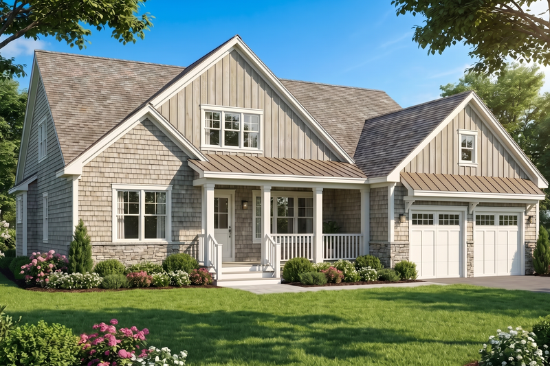 House Blueprint - Exterior - Front Elevation 3 for Farmhouse House Plan #923-494 - 3 bed, 2.5 bath