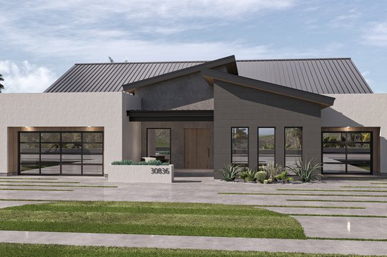 Exterior - Front Elevation 4 for Modern House Plan #455-705 - 3 bed, 2.5 bath