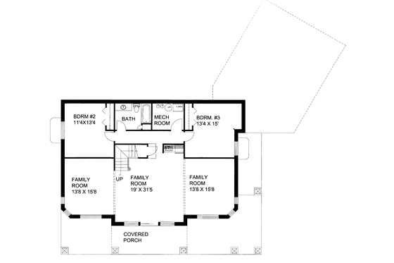 Floor Plan - Lower Floor for Bungalow House Plan #117-645 - 3 bed, 2.5 bath