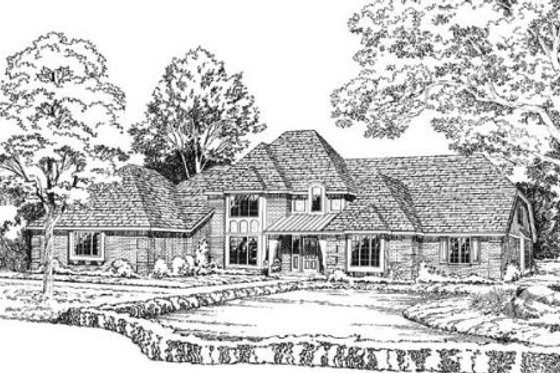 Exterior - Front Elevation for European House Plan #312-776 - 4 bed, 4.5 bath