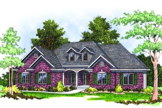 Exterior - Front Elevation for Traditional House Plan #70-341 - 3 bed, 2 bath