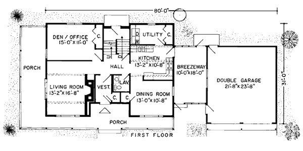 Floor Plan - Main Floor for Country House Plan #312-765 - 4 bed, 2.5 bath