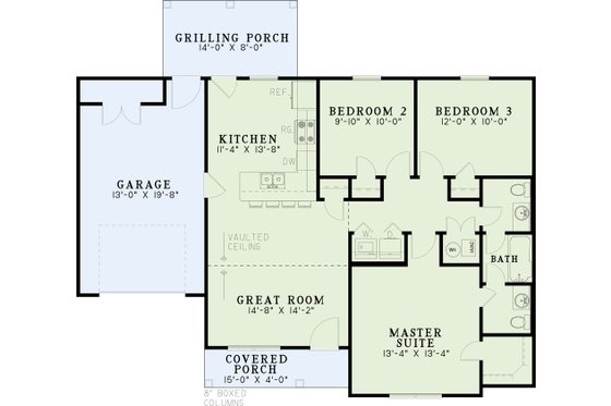 Floor Plan - Main Floor for Traditional House Plan #17-450 - 3 bed, 1.5 bath