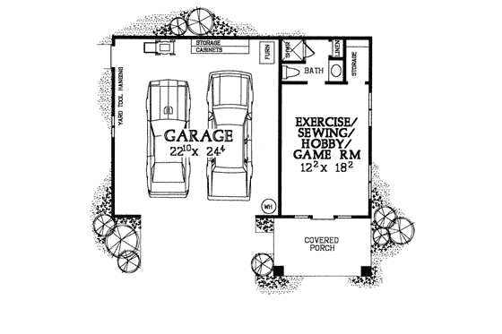 Floor Plan - Main Floor for Mediterranean House Plan #72-257, 1 bath