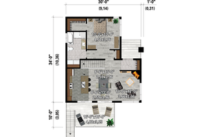 Floor Plan - Main Floor for Modern House Plan #25-4930 - 3 bed, 2 bath