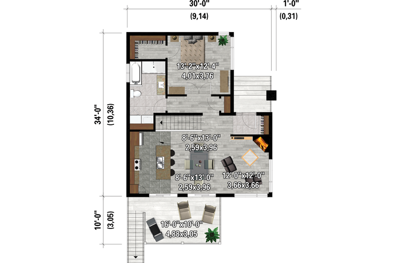Dream House Plan - Floor Plan - Main Floor for Modern House Plan #25-4930 - 3 bed, 2 bath
