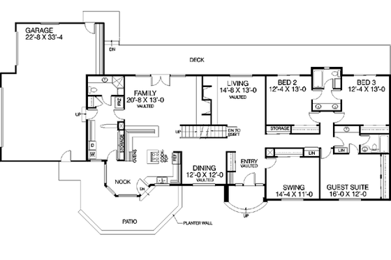 Floor Plan - Main Floor for Traditional House Plan #60-170 - 6 bed, 4 bath