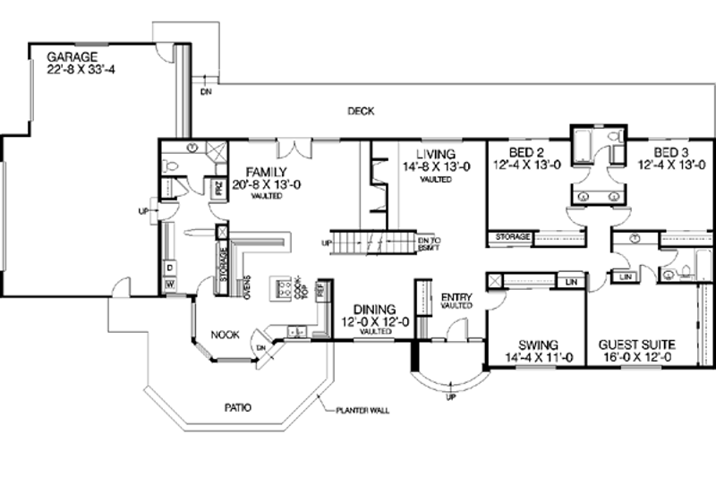 House Design - Floor Plan - Main Floor for Traditional House Plan #60-170 - 6 bed, 4 bath