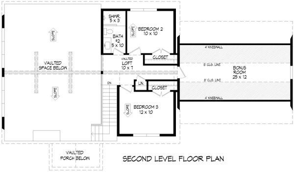 House Blueprint - Country Floor Plan - Upper Floor Plan #932-1054