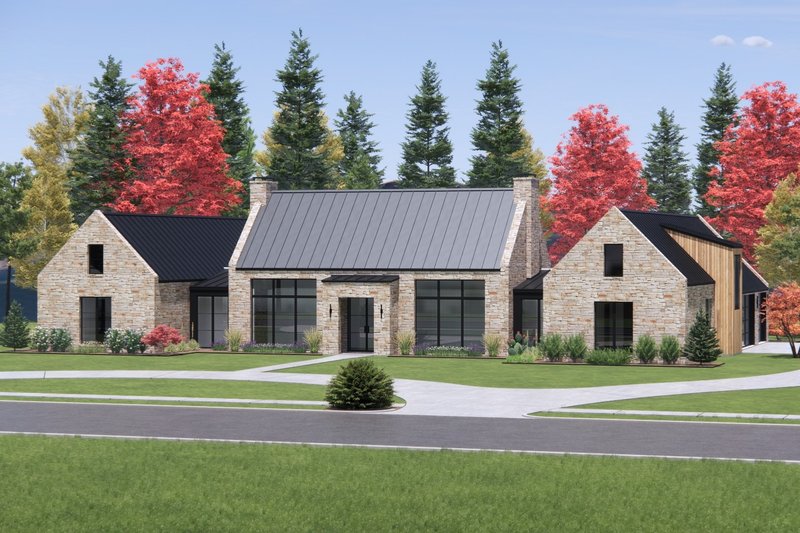 House Plan Design - Exterior - Front Elevation 4 for Modern House Plan #1096-24 - 4 bed, 4.5 bath