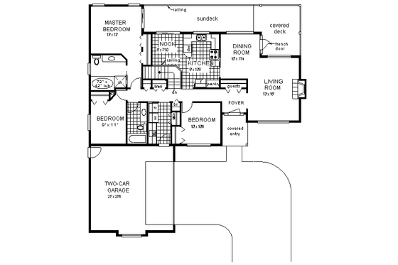 Floor Plan - Main Floor for Ranch House Plan #18-121 - 3 bed, 2 bath