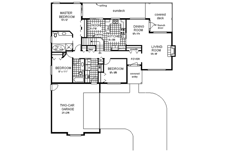 Dream House Plan - Floor Plan - Main Floor for Ranch House Plan #18-121 - 3 bed, 2 bath