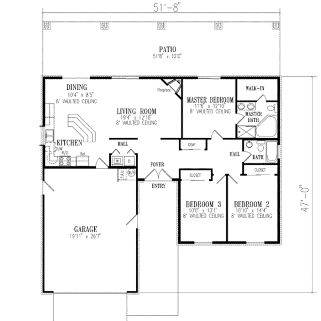 Ranch Style House Plan - 3 Beds 2 Baths 1420 Sq/Ft Plan #1-259 ...