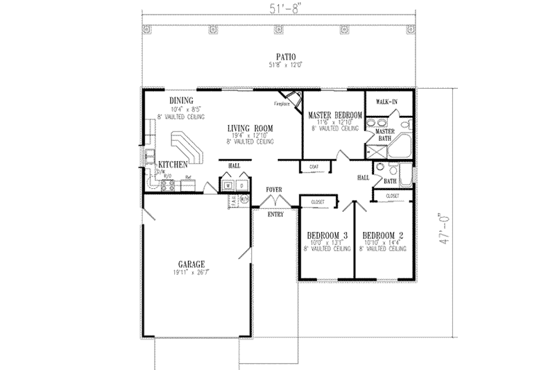 Dream House Plan - Floor Plan - Main Floor for Ranch House Plan #1-259 - 3 bed, 2 bath