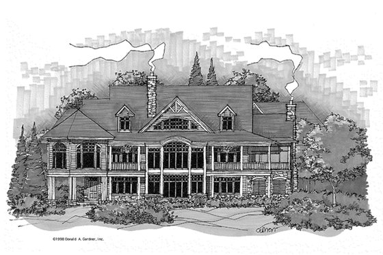 Exterior - Rear Elevation 2 for Craftsman House Plan #929-340 - 5 bed, 4 bath
