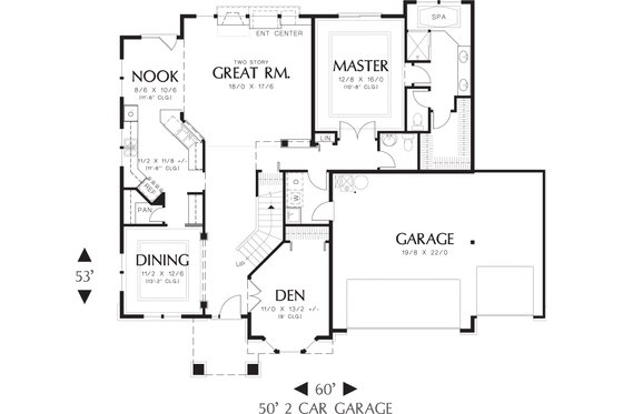Floor Plan - Main Floor for European House Plan #48-610 - 3 bed, 2.5 bath