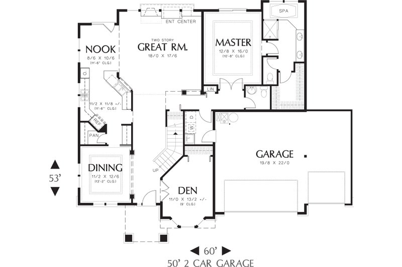 Home Plan - Floor Plan - Main Floor for European House Plan #48-610 - 3 bed, 2.5 bath