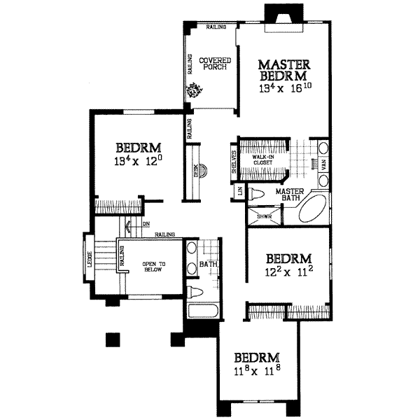 Traditional Floor Plan - Upper Floor Plan #72-342